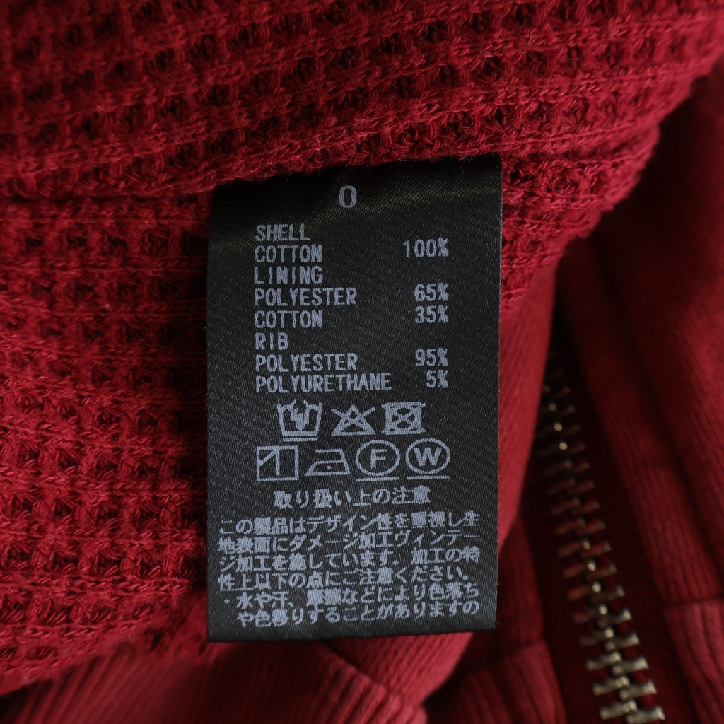 GEN_DAI(ゲンダイ) DAMAGE ZIP HOODIE ダメージ ジップアップフーディ レッド
