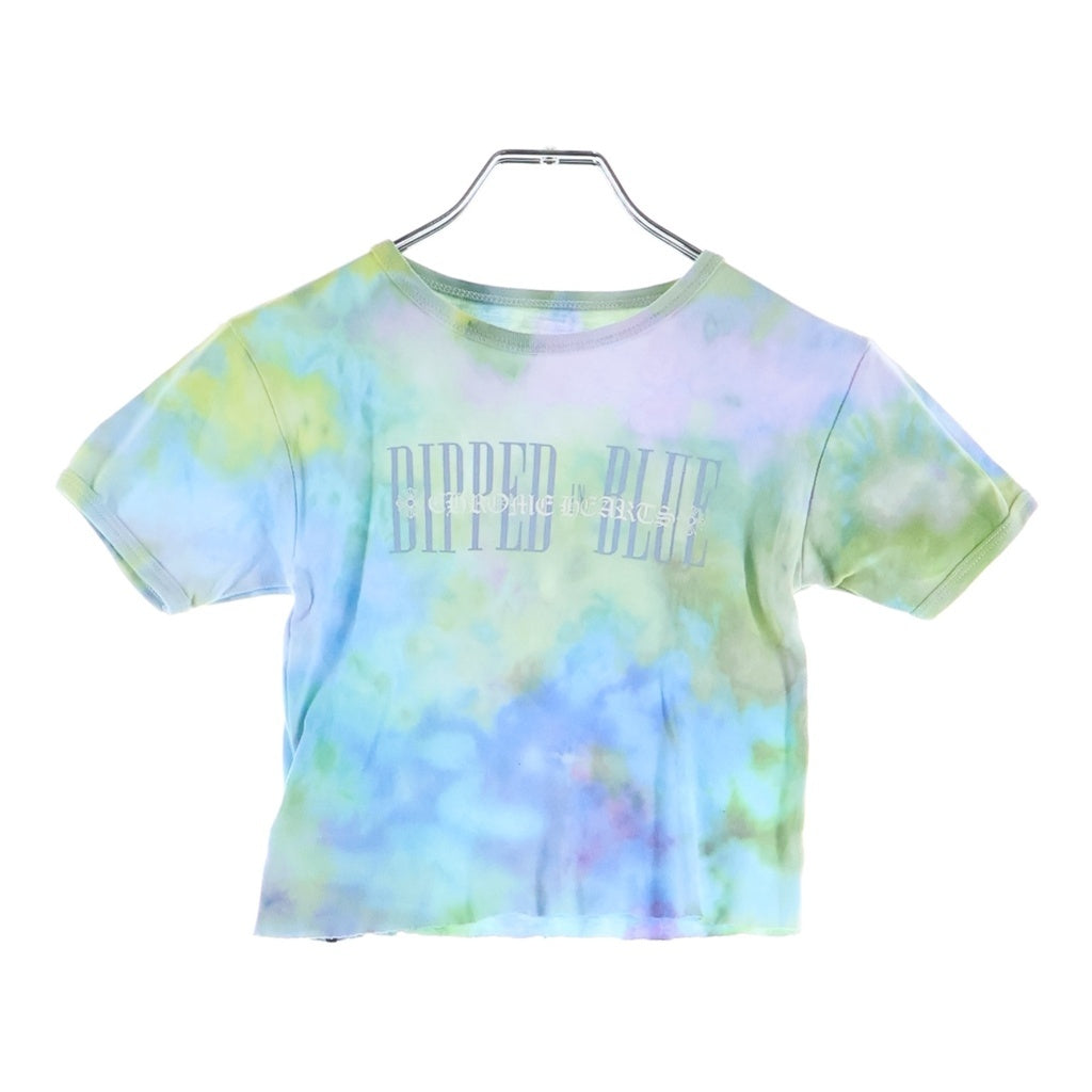 CHROME HEARTS(クロムハーツ) ×DIPPED IN BLUE Tie Dye Logo Print Cropped Tee ×ディップドインブルー タイダイ柄 クロップド丈 クルーネック半袖Tシャツカットソー ブルー レディース