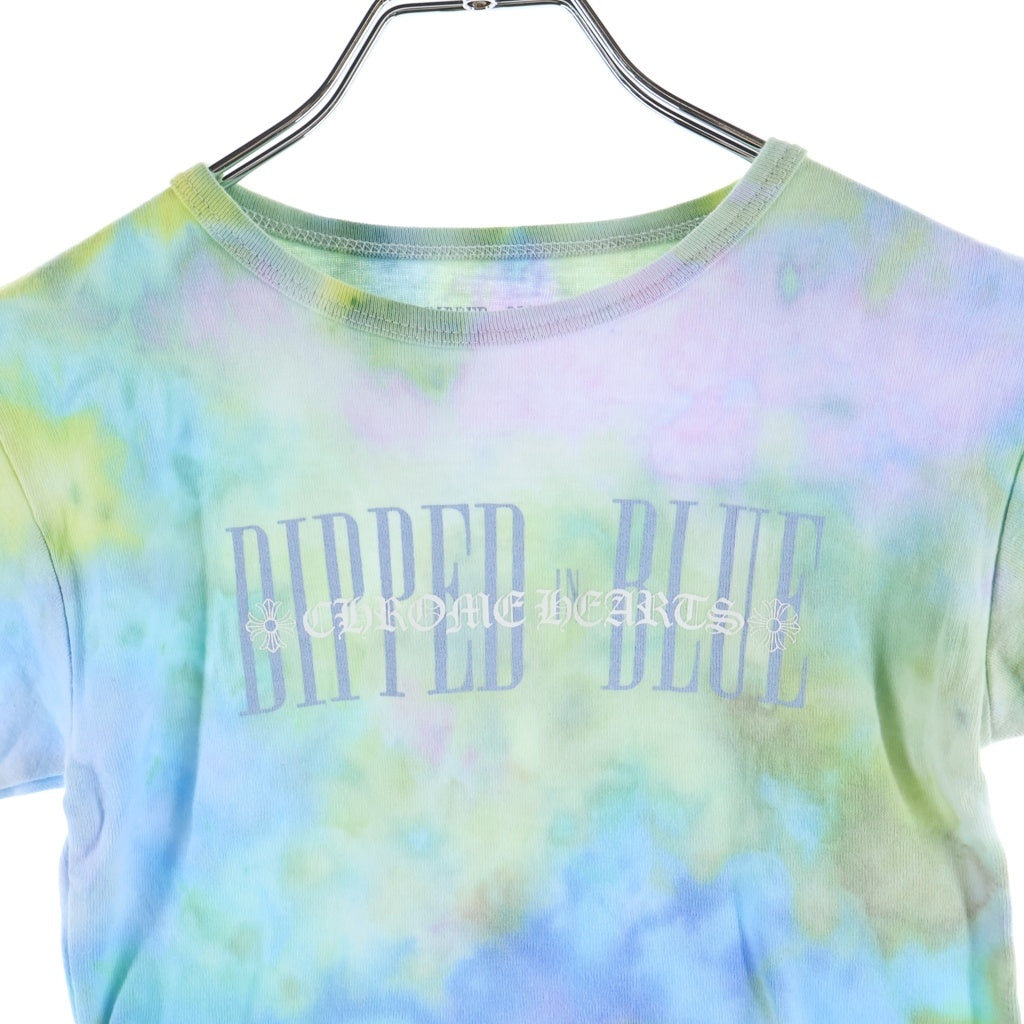 CHROME HEARTS(クロムハーツ) ×DIPPED IN BLUE Tie Dye Logo Print Cropped Tee ×ディップドインブルー タイダイ柄 クロップド丈 クルーネック半袖Tシャツカットソー ブルー レディース