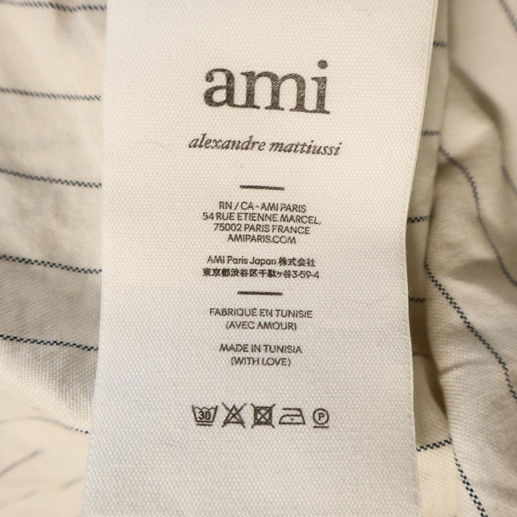 AMI Alexandre Mattiussi(アミアレクサンドルマテュッシ) コットンストライプ ボタンダウン長袖シャツ アイボリー USH130.CO0067