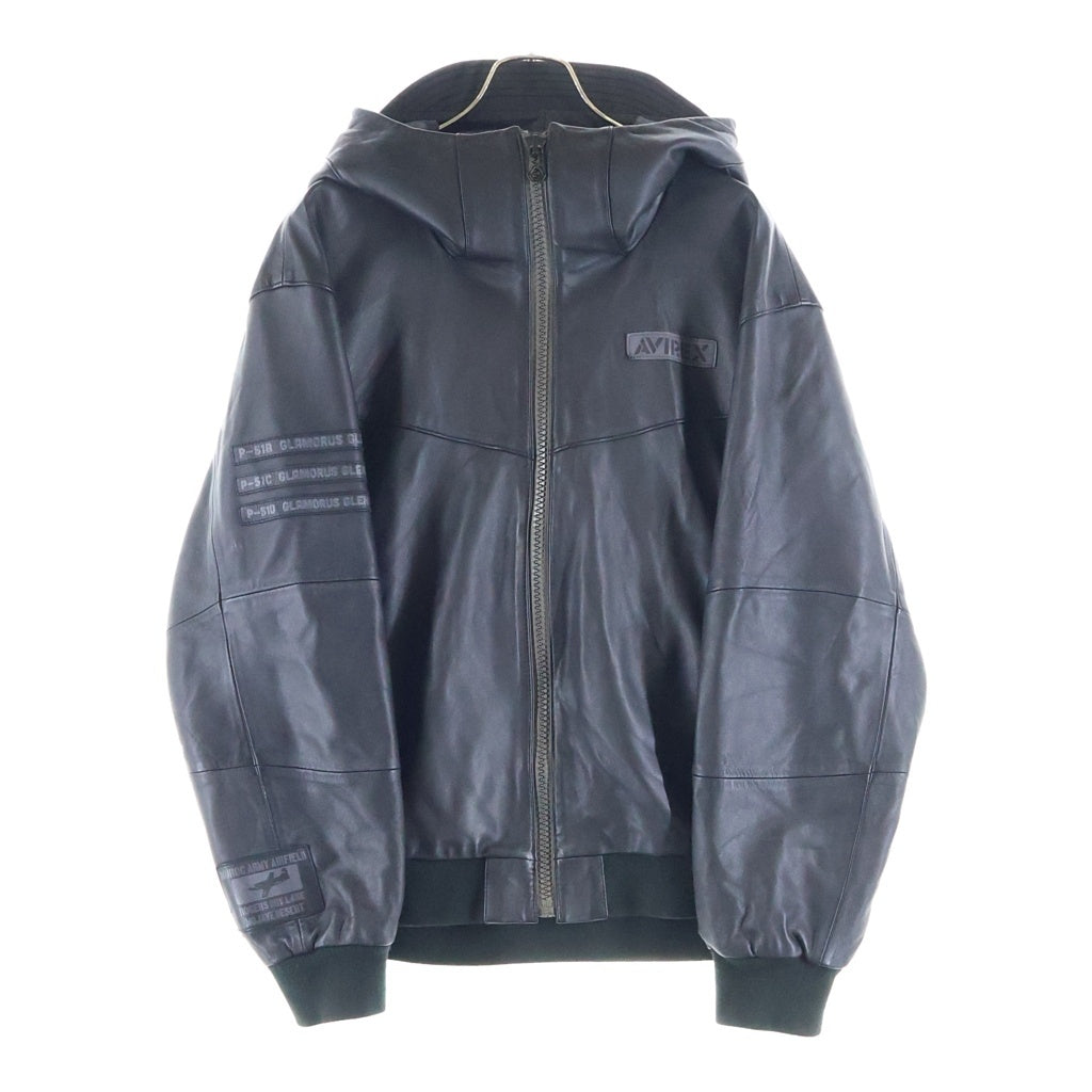 AVIREX(アヴィレックス) 20AW GLAMOROUS GLENNIS LEATHER TRACK JACKET グラマラス グレニス フーデッドレザートラックジャケット ブラック 6101054