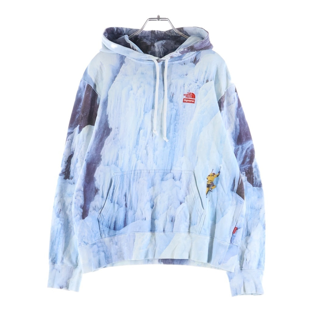 SUPREME(シュプリーム) 21SS ×THE NORTH FACE Ice Climb Hooded Sweatshirt ロゴ刺繍プルオーバーパーカーフーディー ブルー NT121001
