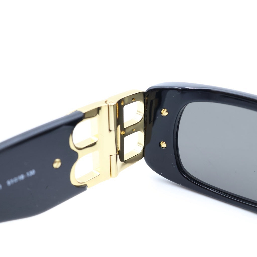 BALENCIAGA(バレンシアガ) Dynasty Rectangle ダイナスティ レクタングル BBロゴ サングラス アイウェア ブラック/ゴールド BB0096S レディース