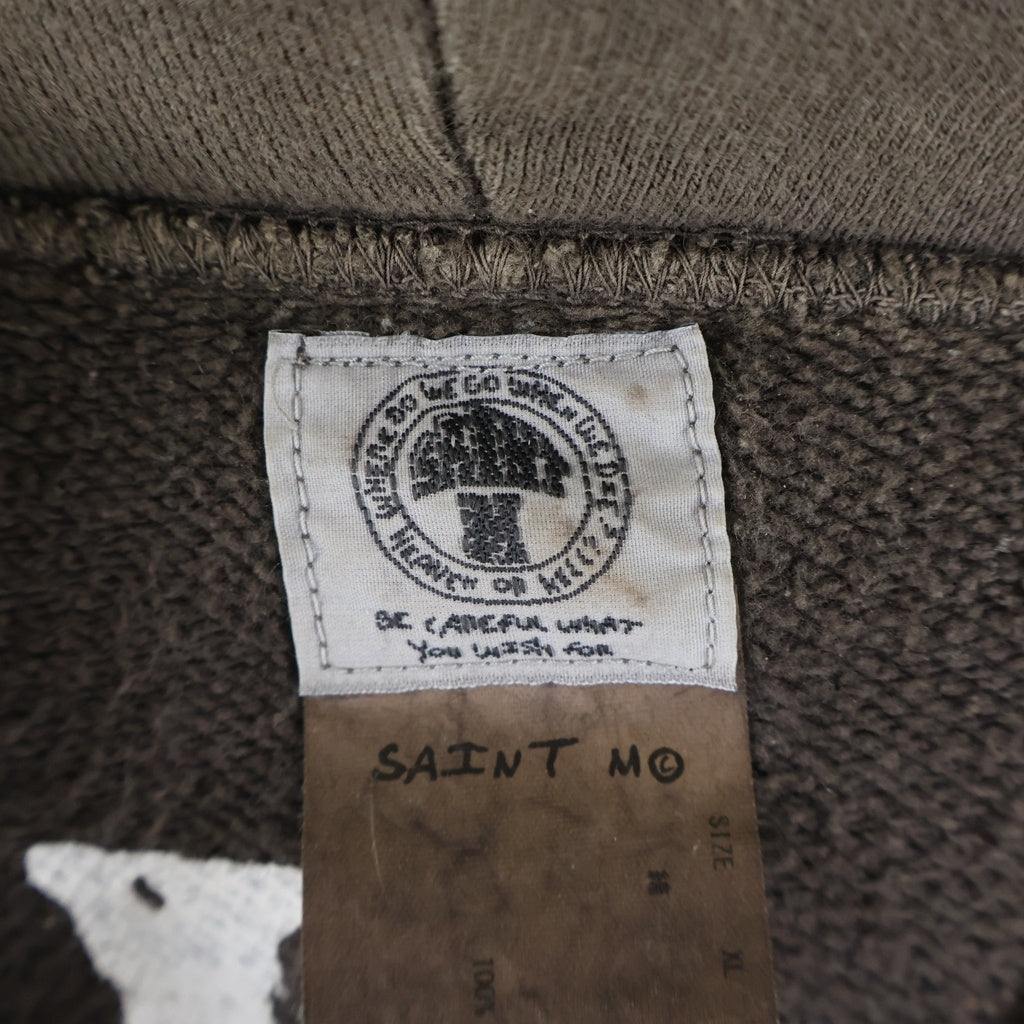 SAINT MICHAEL(セントマイケル) 22SS ×VLONE HOODIE SM ヴィーロン プリント スウェット プルオーバーパーカー チャコール SM-S22-0000-070