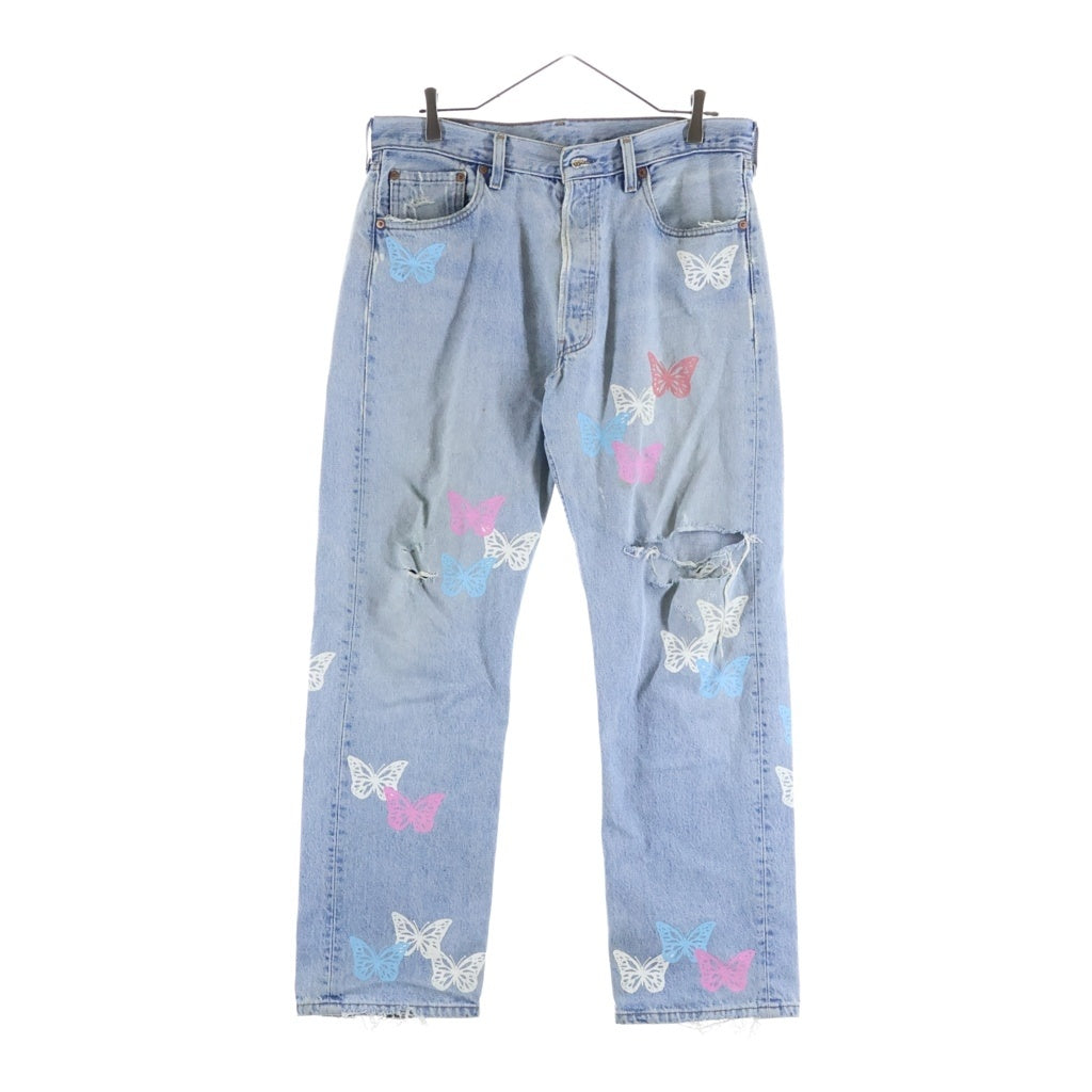 About Dreams(アバウトドリームズ) Butterfly Denim バタフライプリント ボタンフライ リメイク デニムパンツ インディゴ