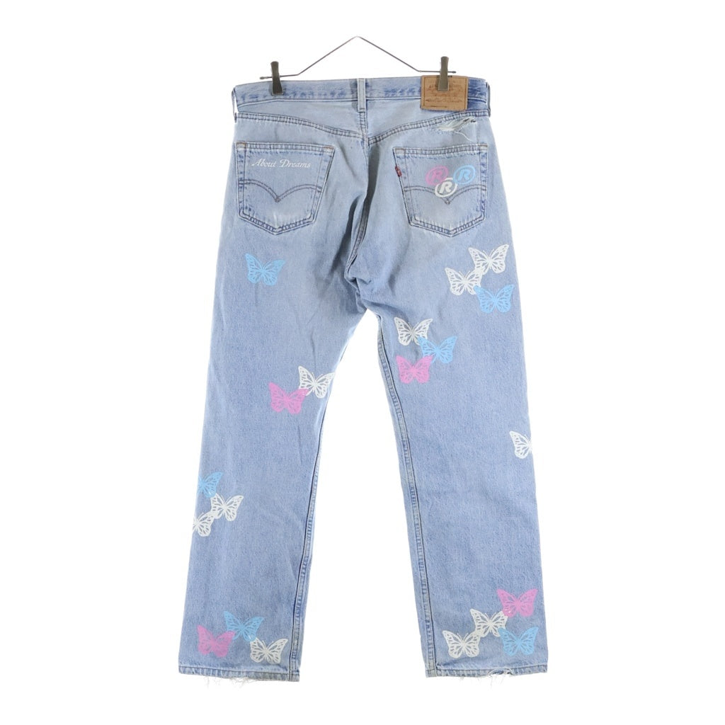 About Dreams(アバウトドリームズ) Butterfly Denim バタフライプリント ボタンフライ リメイク デニムパンツ インディゴ