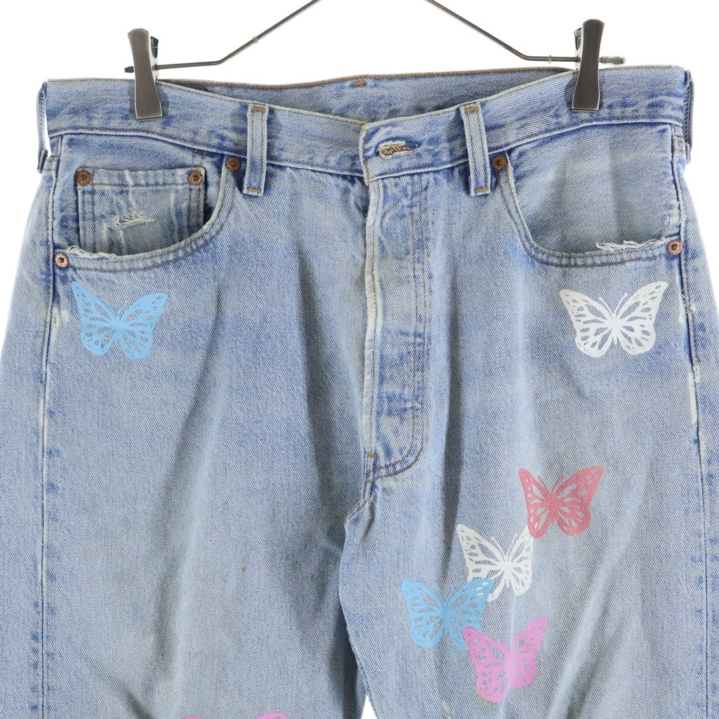 About Dreams(アバウトドリームズ) Butterfly Denim バタフライプリント ボタンフライ リメイク デニムパンツ インディゴ