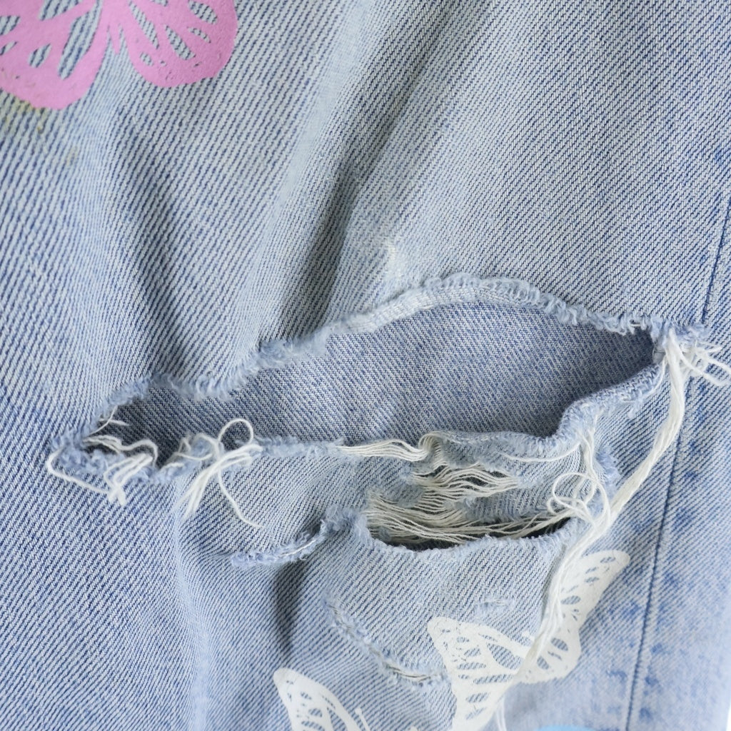 About Dreams(アバウトドリームズ) Butterfly Denim バタフライプリント ボタンフライ リメイク デニムパンツ インディゴ