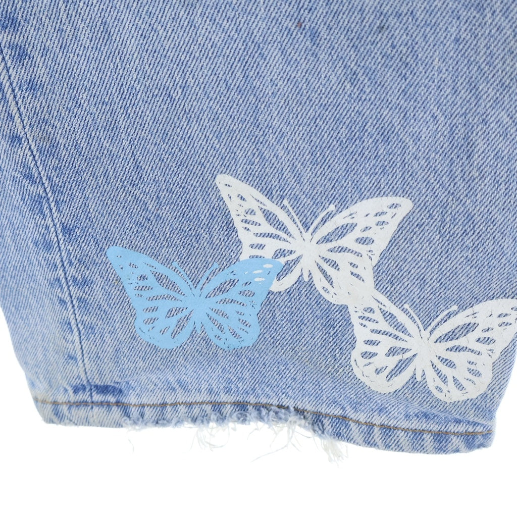 About Dreams(アバウトドリームズ) Butterfly Denim バタフライプリント ボタンフライ リメイク デニムパンツ インディゴ