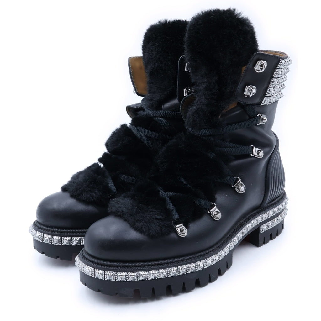 CHRISTIAN LOUBOUTIN(クリスチャンルブタン) 20SS Faux Fur Leather Combat Boots レザー コンバットブーツ ブラック