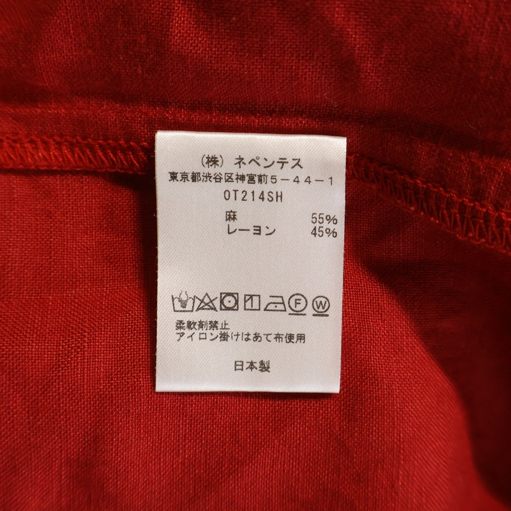 Needles(ニードルス) 24SS Pajama Set L/R Canvas ロゴ刺繍 リネンパジャマセットアップ レッド OT214