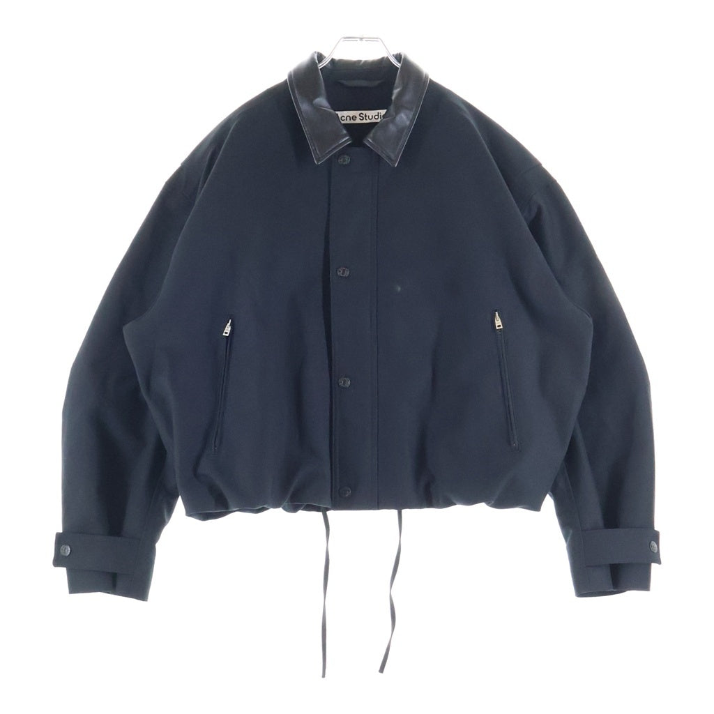 Acne Studios(アクネ ストゥディオズ) 26AW leather collar Bomber jacket レザーカラーボンバージャケット ブラック FN-MN-OUTW001243 B90657