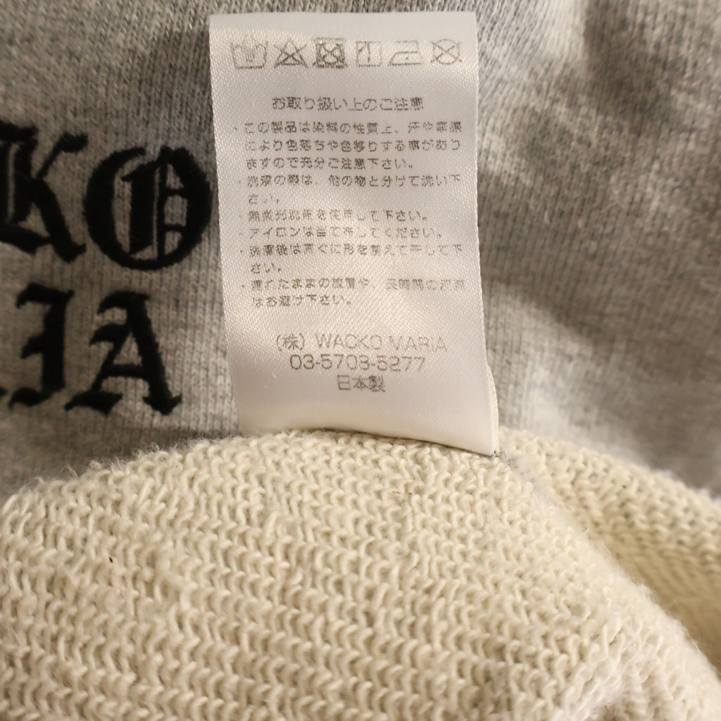 WACKO MARIA(ワコマリア) HEAVY WEIGHT PULLOVER HOODED SWEAT SHIRT ヘビーウェイト 両面ロゴ刺繍 プルオーバー長袖スウェットパーカー フーディ グレー