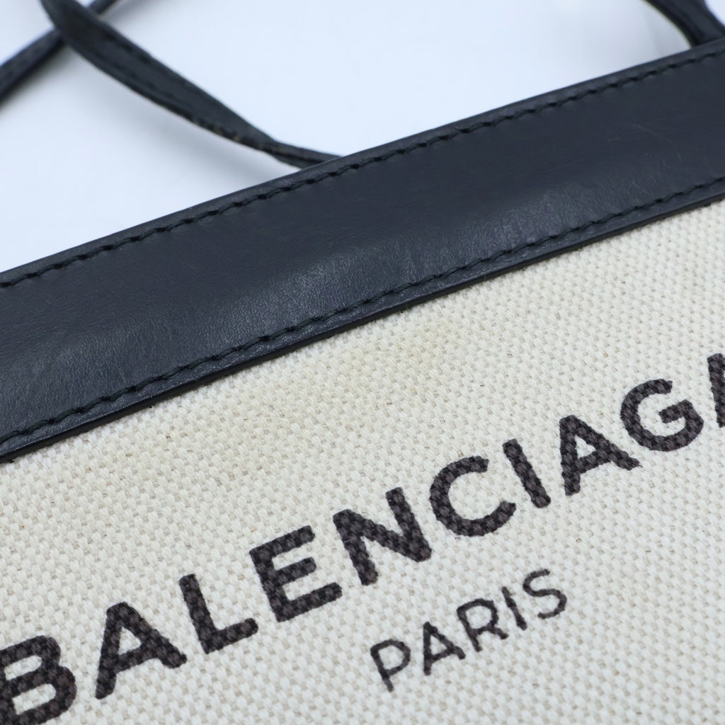 BALENCIAGA(バレンシアガ) ロゴプリント キャンバスショルダーバッグ ホワイト/ブラック 339937 レディース