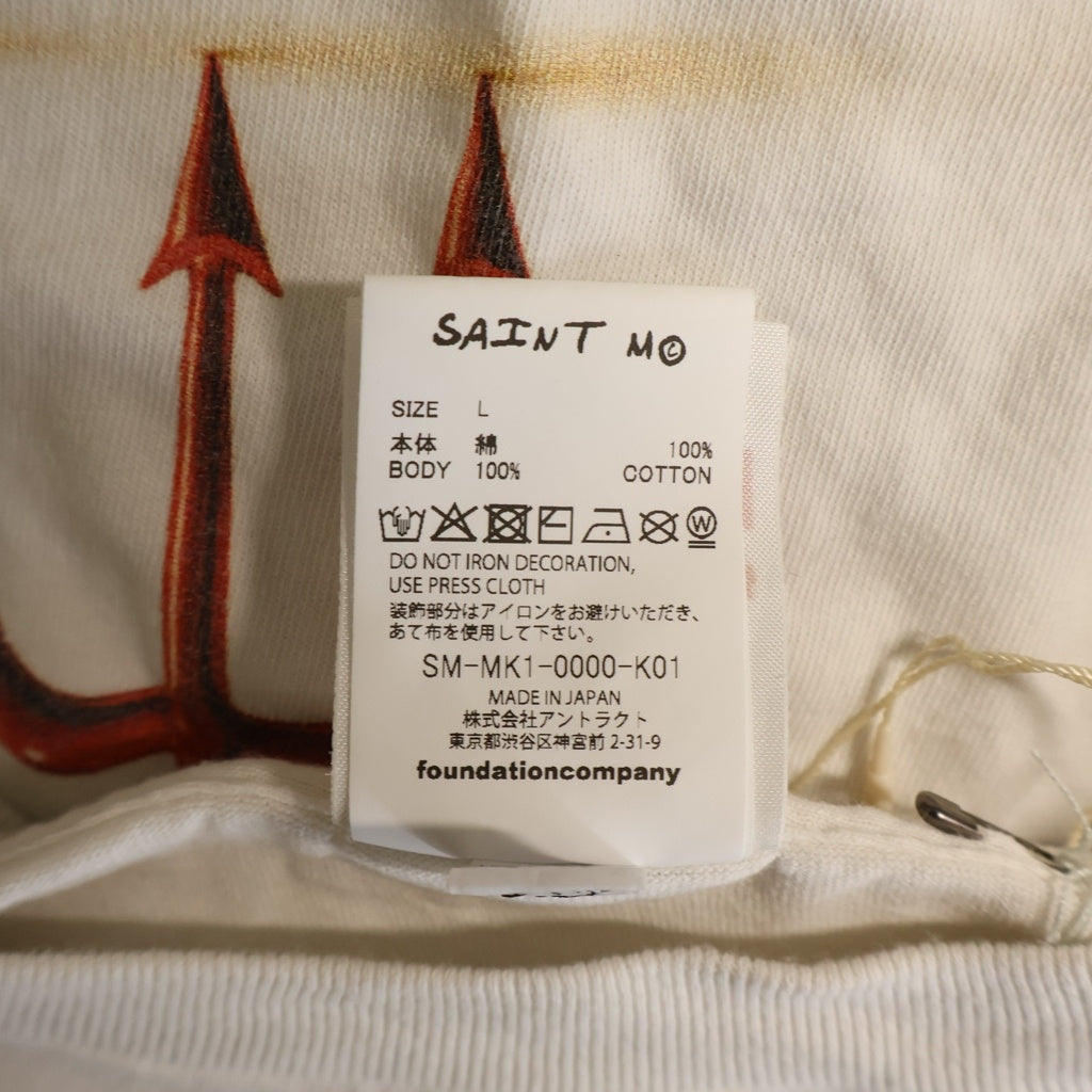 SAINT MICHAEL(セントマイケル) 26AW ×THE DEVIL WEARS PLADA SS T-SHIRT プラダを着た悪魔 クルーネック半袖Tシャツカットソー ホワイト SM-MK1-0000-K01