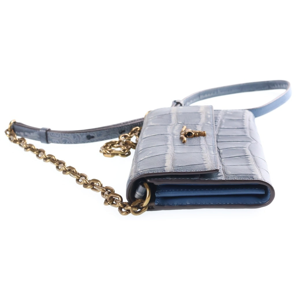 POLO RALPH LAUREN(ポロラルフローレン) Shoulder Wallet ステアヘッド チェーンショルダーレザーウォレット ブルー レディース