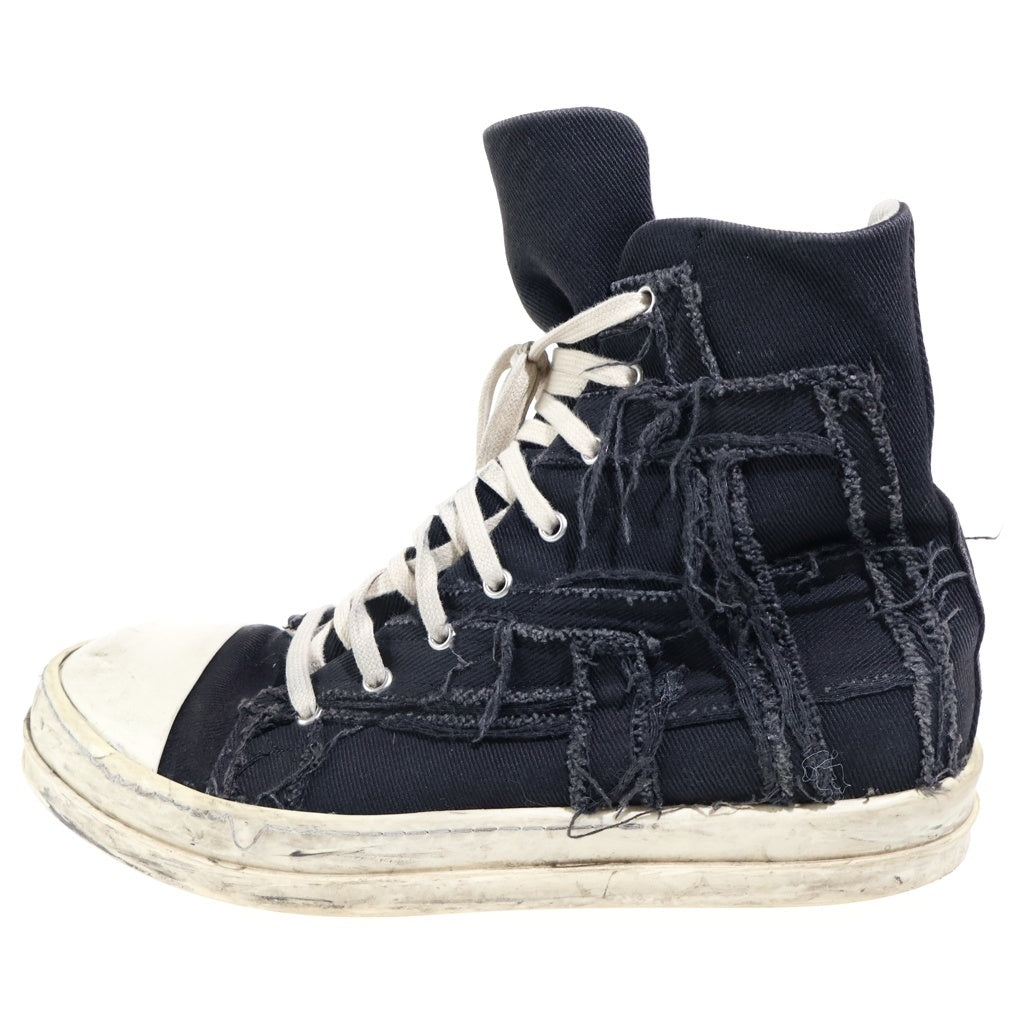 DRKSHDW(ダークシャドウ) SLASHED HIGH-TOP RAMONES スラッシュド ラモーンズ ハイカットスニーカー ブラック DU01C6807