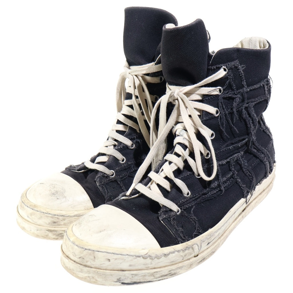 DRKSHDW(ダークシャドウ) SLASHED HIGH-TOP RAMONES スラッシュド ラモーンズ ハイカットスニーカー ブラック DU01C6807