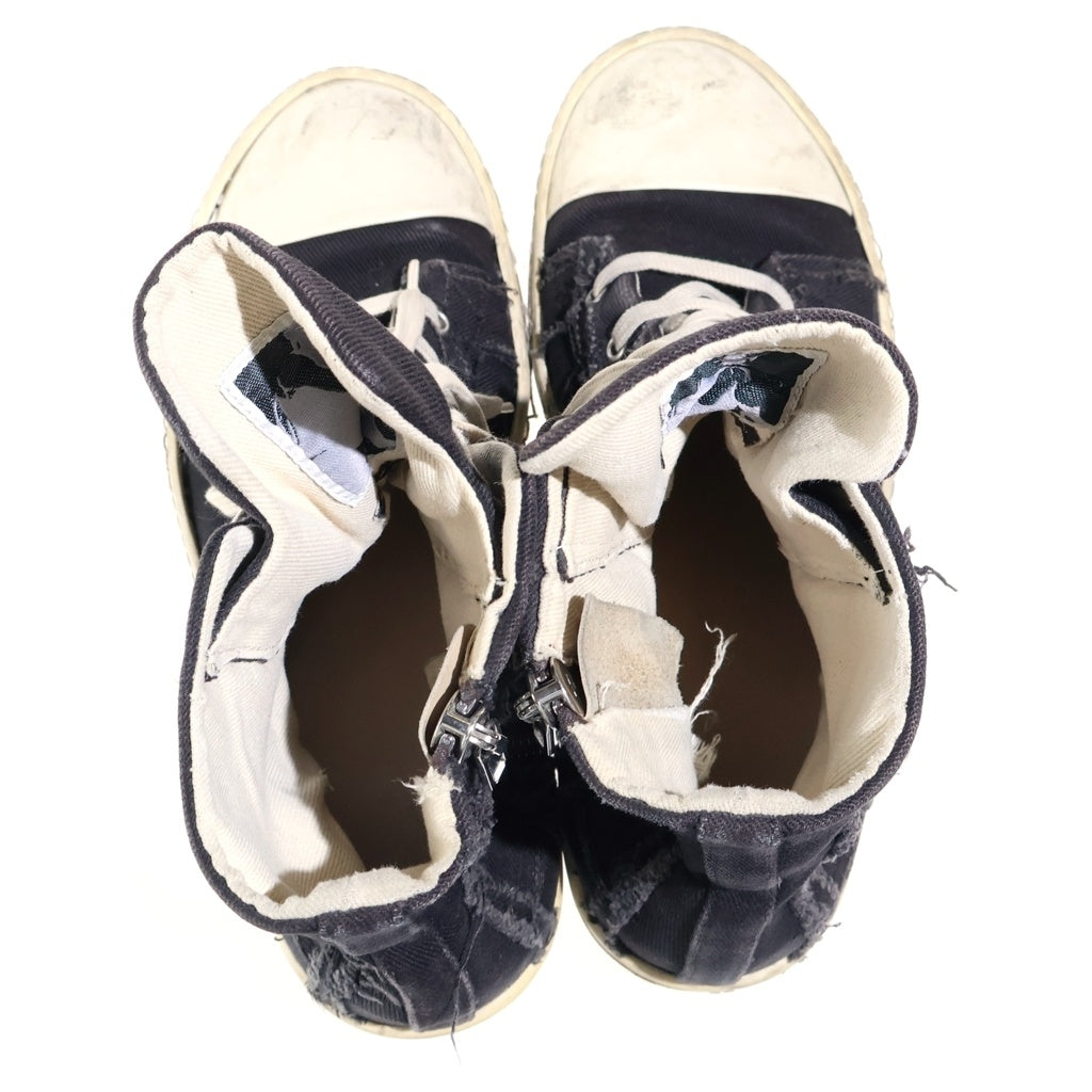 DRKSHDW(ダークシャドウ) SLASHED HIGH-TOP RAMONES スラッシュド ラモーンズ ハイカットスニーカー ブラック DU01C6807