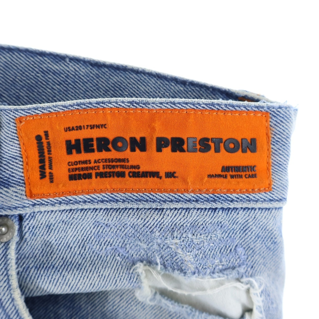 HERON PRESTON(ヘロンプレストン) Distressed Jeans ダメージ加工 ストレッチデニムパンツ インディゴ HMYA011S22DEN002