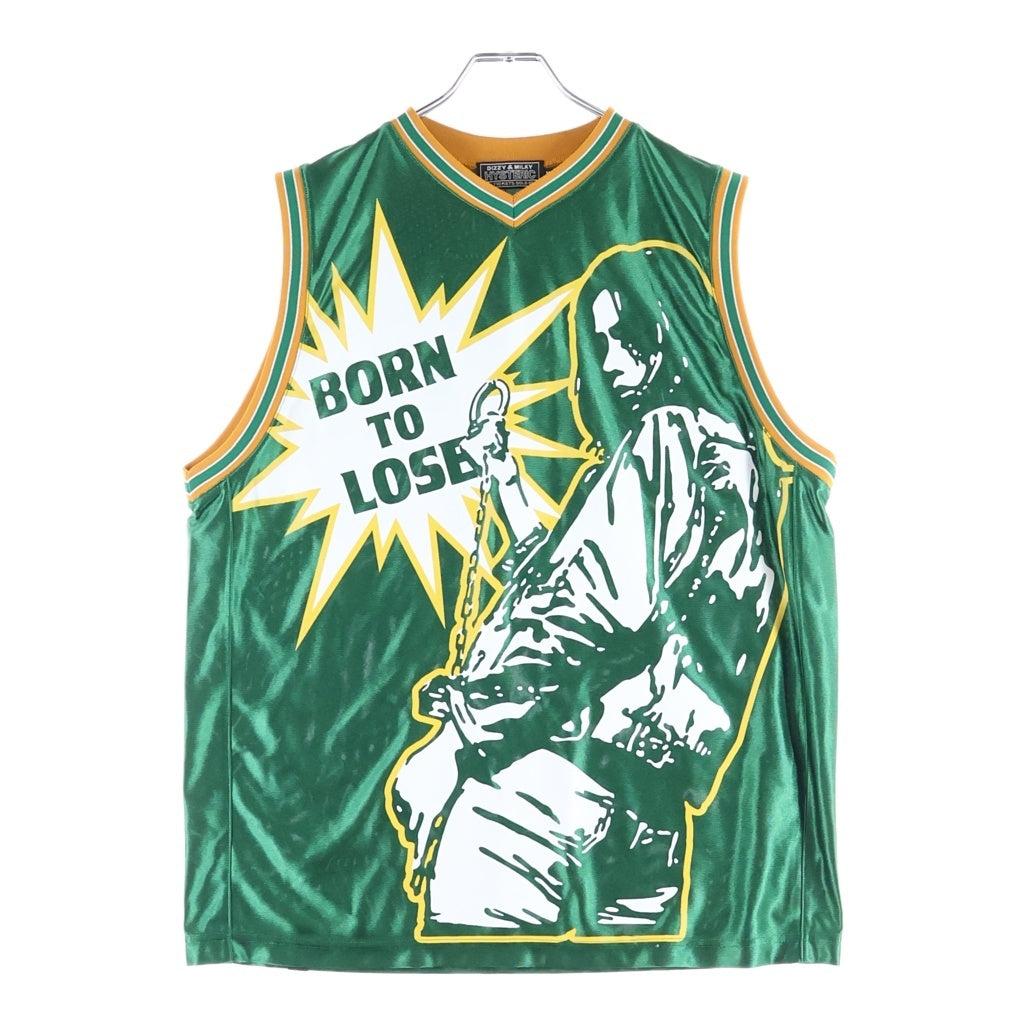 HYSTERIC GLAMOUR(ヒステリックグラマー) 26SS BORN TO LOSE グラフィックロゴプリントプリント ボーントゥルーズ バスケットノースリーブユニフォーム グリーン 02261CR03