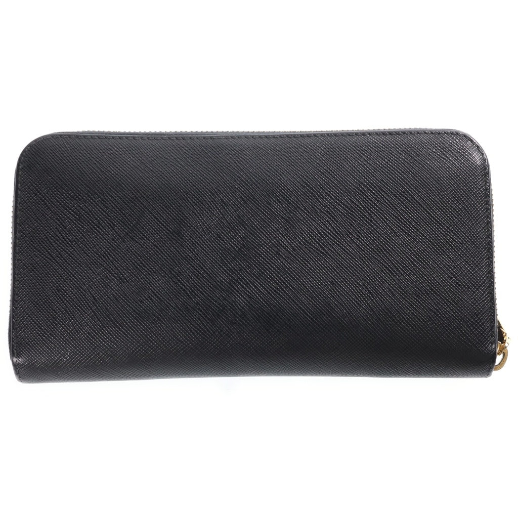 PRADA(プラダ) Saffiano 三角ロゴプレート サフィアーノ レザー ロングウォレット 長財布 ブラック/ゴールド レディース