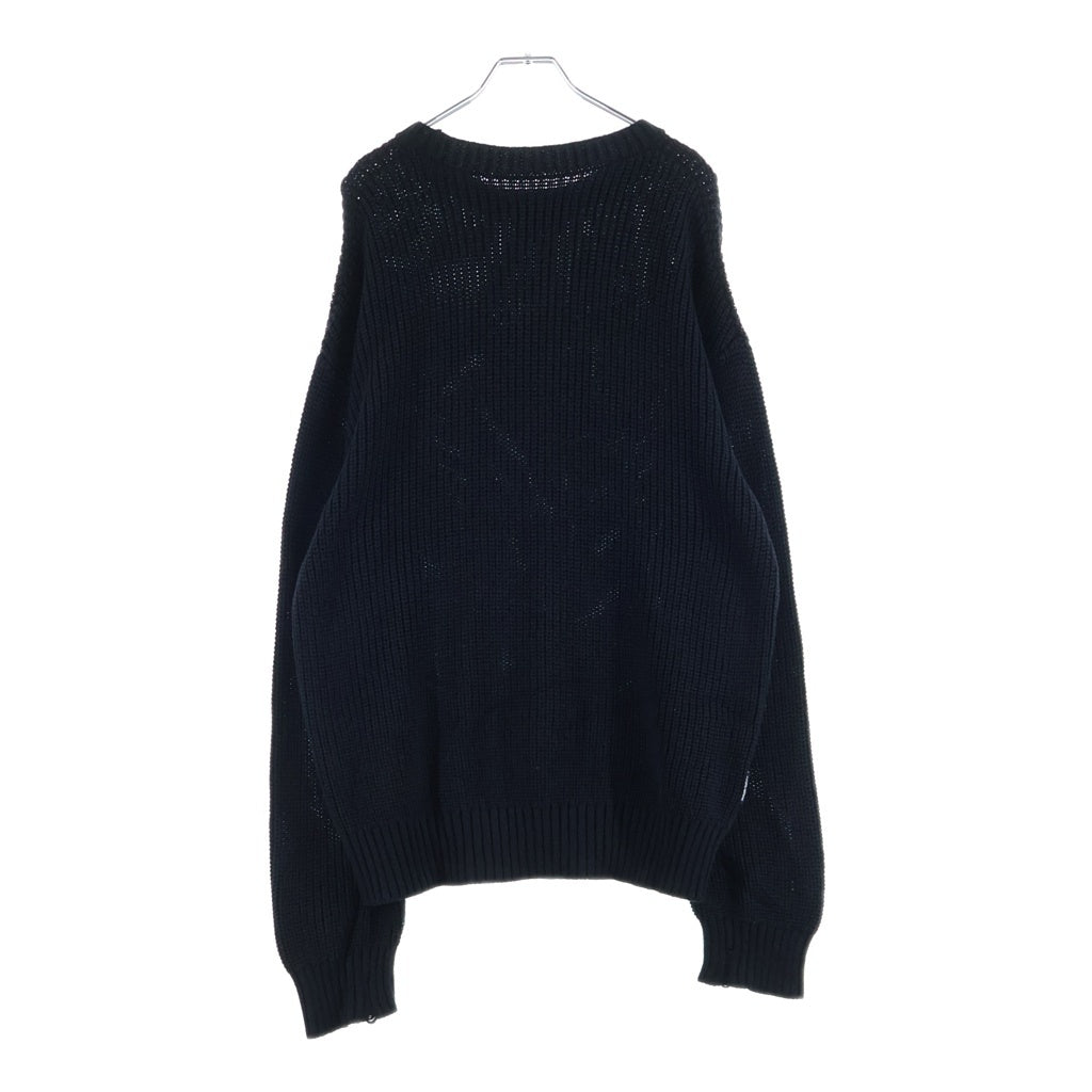 FUCKING AWESOME(ファッキンオーサム) LOVE YOU OVERDYED SWEATER フロントアートプリント ラブユーオーバーダイド クルーネック長袖コットンニットセーター ブラック