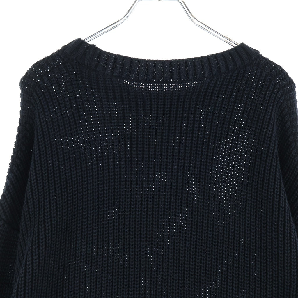 FUCKING AWESOME(ファッキンオーサム) LOVE YOU OVERDYED SWEATER フロントアートプリント ラブユーオーバーダイド クルーネック長袖コットンニットセーター ブラック