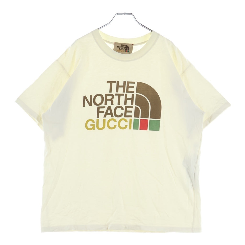 GUCCI(グッチ) ×THE NORTH FACE Oversize T-Shirt ×ノースフェイス オーバーサイズ フロントロゴプリント クルーネック半袖Tシャツカットソー アイボリー 616036 XJDCL