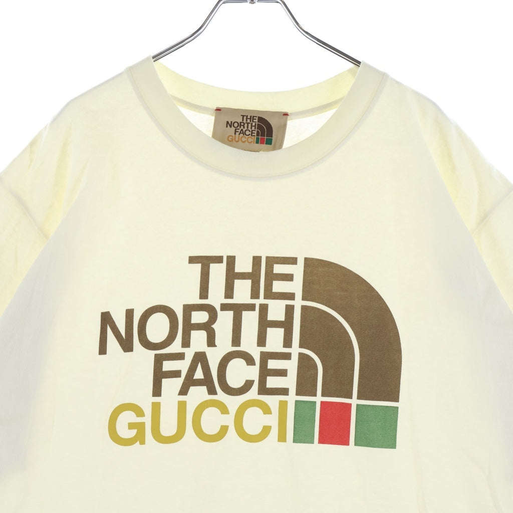 GUCCI(グッチ) ×THE NORTH FACE Oversize T-Shirt ×ノースフェイス オーバーサイズ フロントロゴプリント クルーネック半袖Tシャツカットソー アイボリー 616036 XJDCL