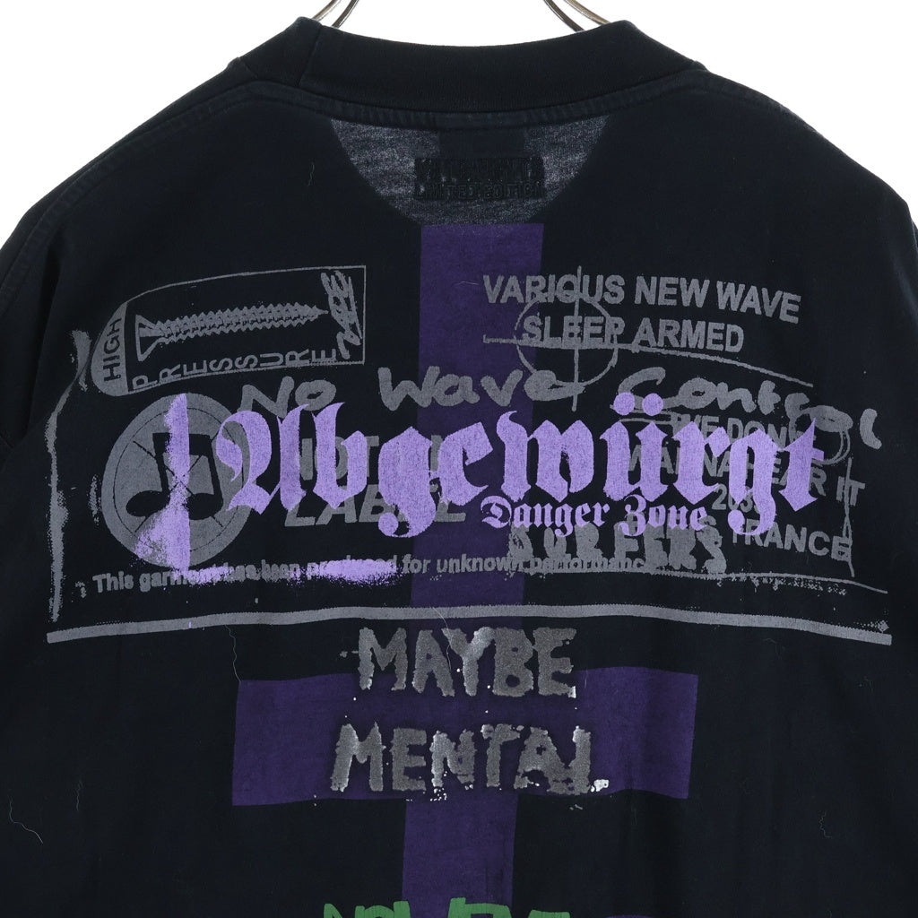VETEMENTS(ヴェトモン) 22SS MAYBE MENTAL メイビーメンタル 両面プリント クルーネック半袖Tシャツカットソー ブラック UE52TR320B