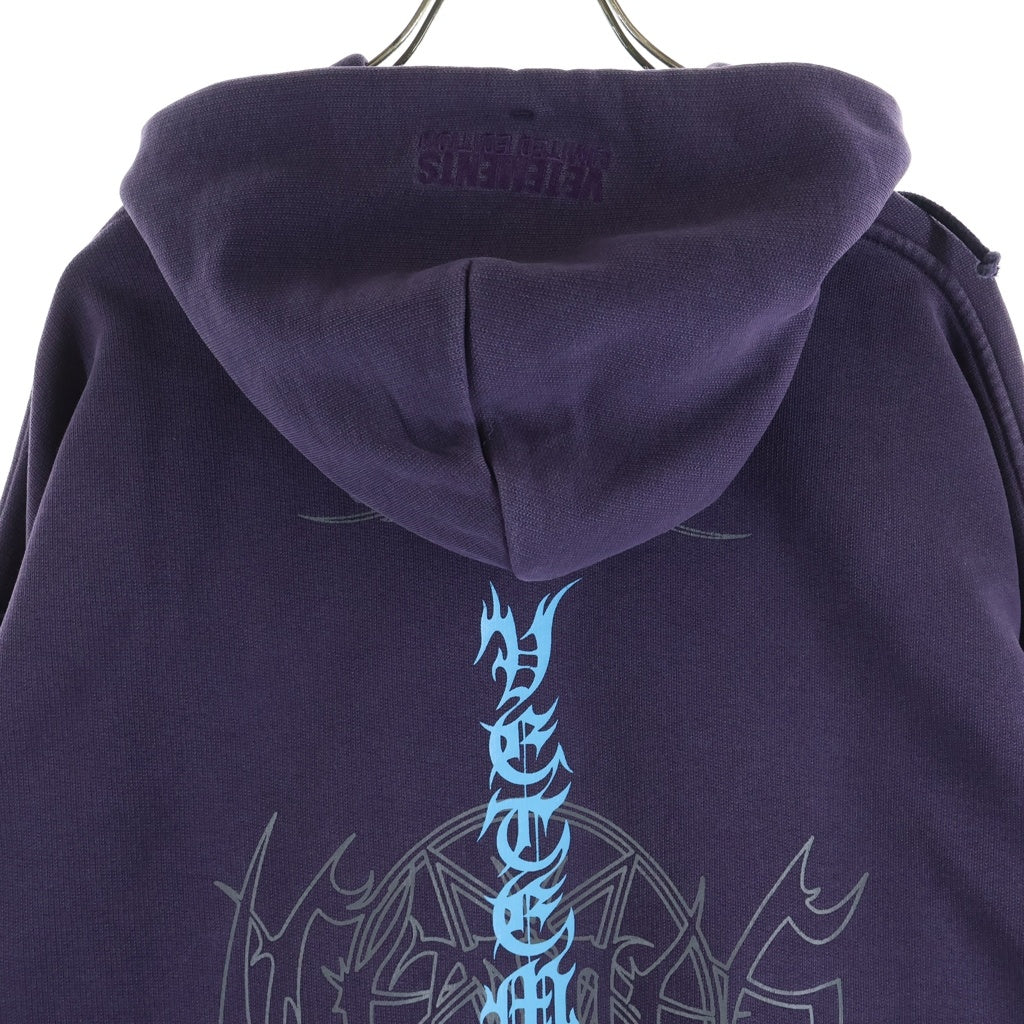 VETEMENTS(ヴェトモン) 22SS VITAL EXISTENCE HOODIE 六芒星 両面プリント 長袖プルオーバーパーカーフーディー パープル UE52TR480B