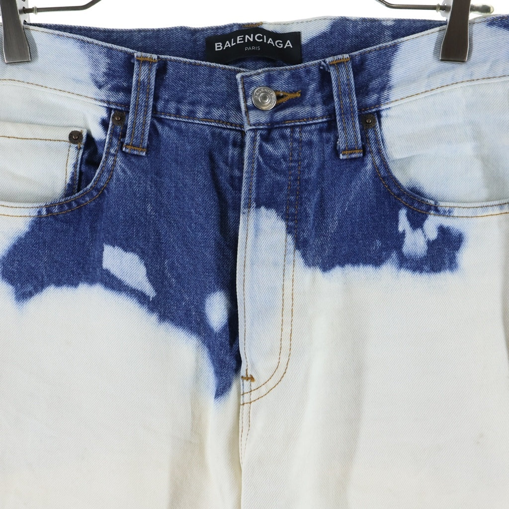 BALENCIAGA(バレンシアガ) 18SS ブリーチデニムパンツ ジーンズ インディゴ/ホワイト 509122 TYE22