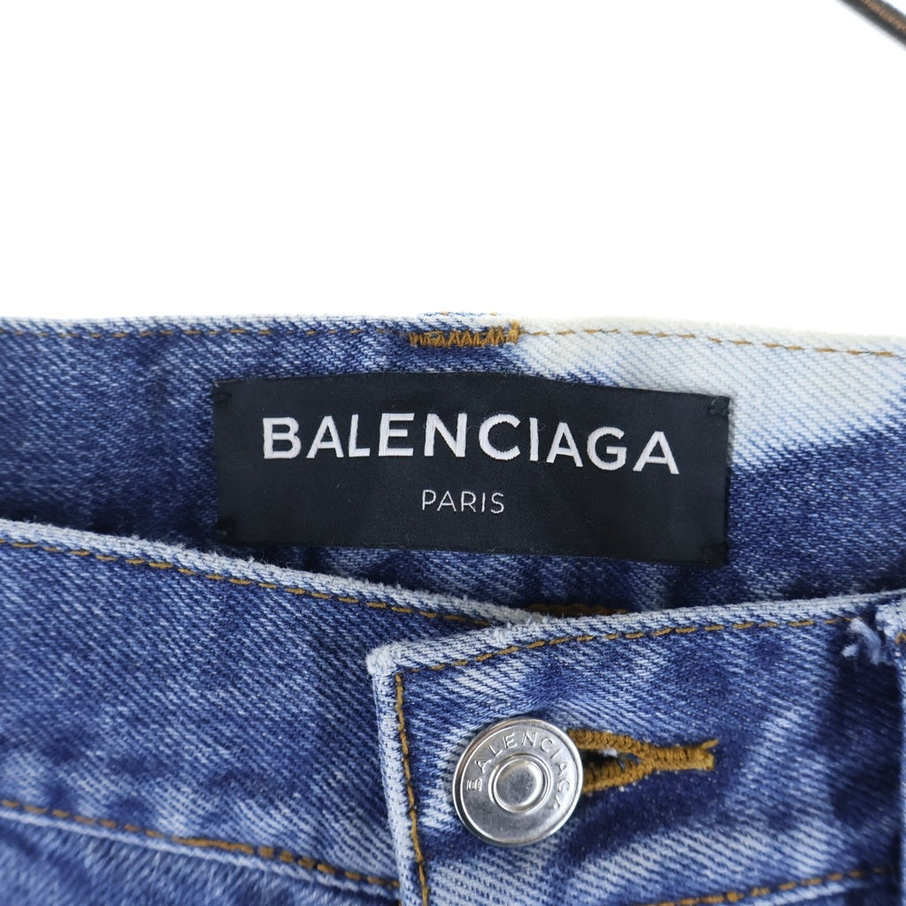 BALENCIAGA(バレンシアガ) 18SS ブリーチデニムパンツ ジーンズ インディゴ/ホワイト 509122 TYE22