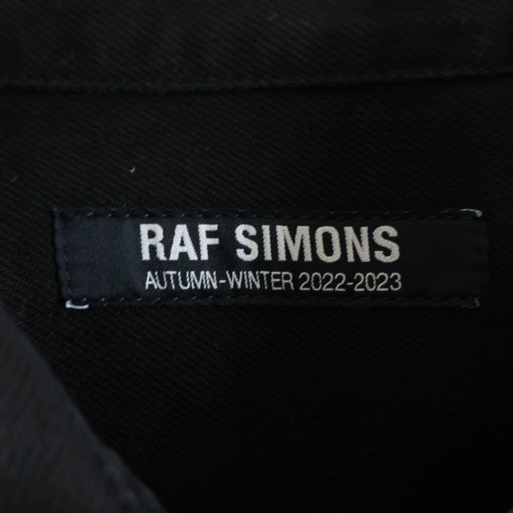 RAF SIMONS(ラフシモンズ) 22AW oversized denim shirt オーバーサイズ ワンポイントロゴパッチ コットンシャツ ブラック 222-M243