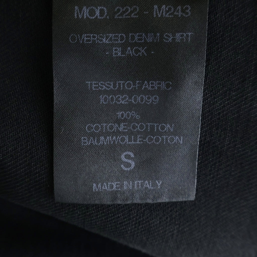 RAF SIMONS(ラフシモンズ) 22AW oversized denim shirt オーバーサイズ ワンポイントロゴパッチ コットンシャツ ブラック 222-M243