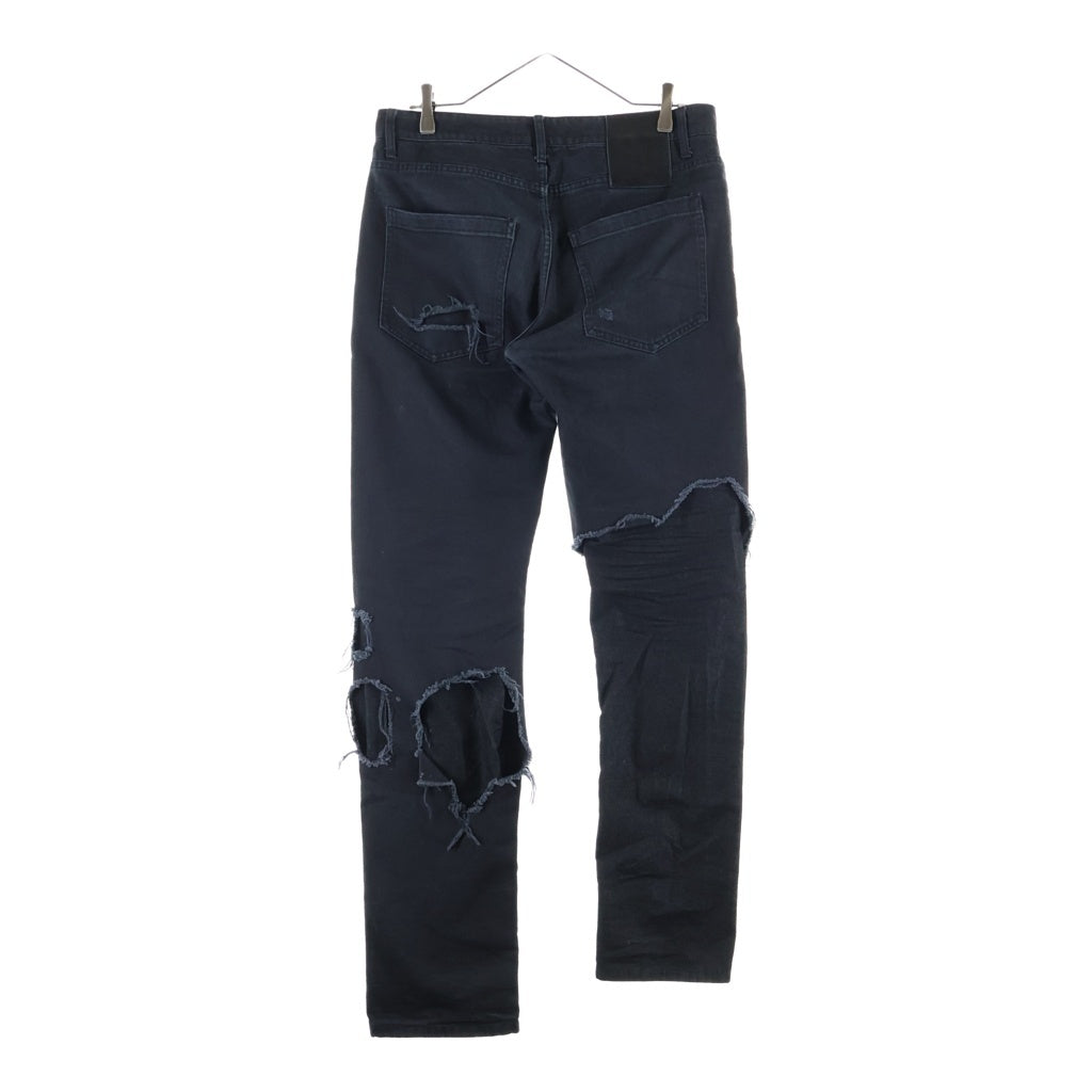 RAF SIMONS(ラフシモンズ) 23SS Destroyed double denim デストロイ加工 ストレート コットンデニムパンツ ジーンズ ブラック 231-M311
