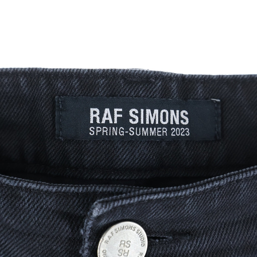 RAF SIMONS(ラフシモンズ) 23SS Destroyed double denim デストロイ加工 ストレート コットンデニムパンツ ジーンズ ブラック 231-M311