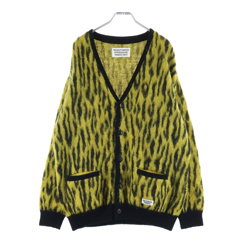 WACKO MARIA(ワコマリア) 21AW LEOPARD MOHAIR KNIT JACQUARD CARDIGAN レオパード モヘア ニット ジャガード カーディガン イエロー