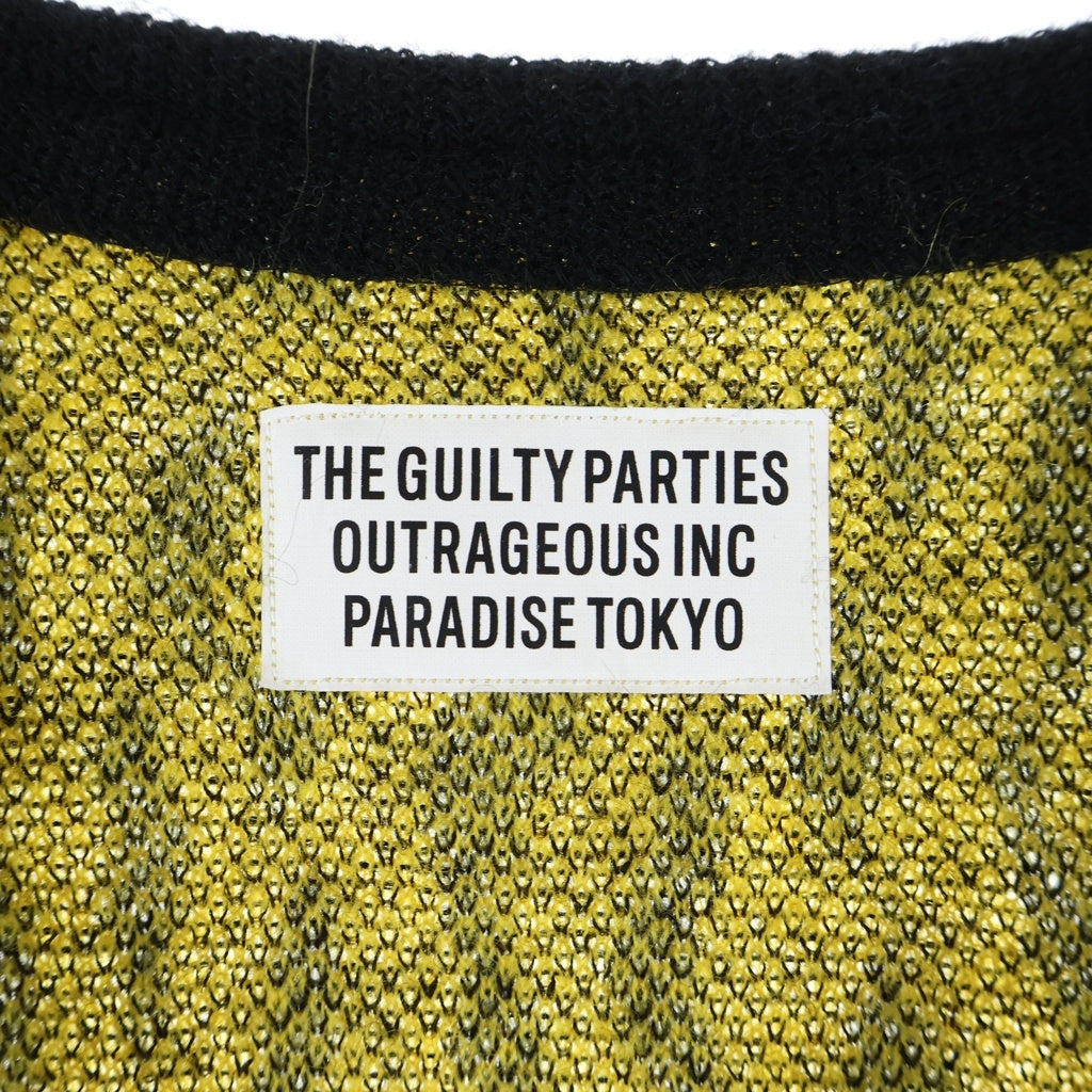 WACKO MARIA(ワコマリア) 21AW LEOPARD MOHAIR KNIT JACQUARD CARDIGAN レオパード モヘア ニット ジャガード カーディガン イエロー