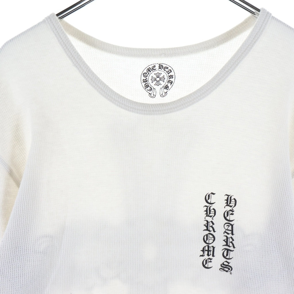 CHROME HEARTS(クロムハーツ) BACK FLORAL CH CROSS THERMAL T-SHIRT バック フローラル ロゴ クルーネックサーマル長袖Tシャツカットソー ロンT ホワイト