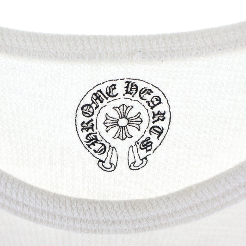 CHROME HEARTS(クロムハーツ) BACK FLORAL CH CROSS THERMAL T-SHIRT バック フローラル ロゴ クルーネックサーマル長袖Tシャツカットソー ロンT ホワイト