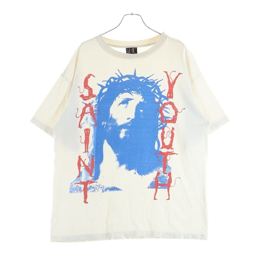 SAINT MICHAEL(セントマイケル) 23SS SS TEE SAINT YOUTH フロントプリントクルーネック半袖Tシャツカットソー ホワイト SM-S23-0000-015