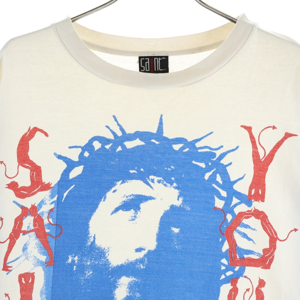 SAINT MICHAEL(セントマイケル) 23SS SS TEE SAINT YOUTH フロントプリントクルーネック半袖Tシャツカットソー ホワイト SM-S23-0000-015
