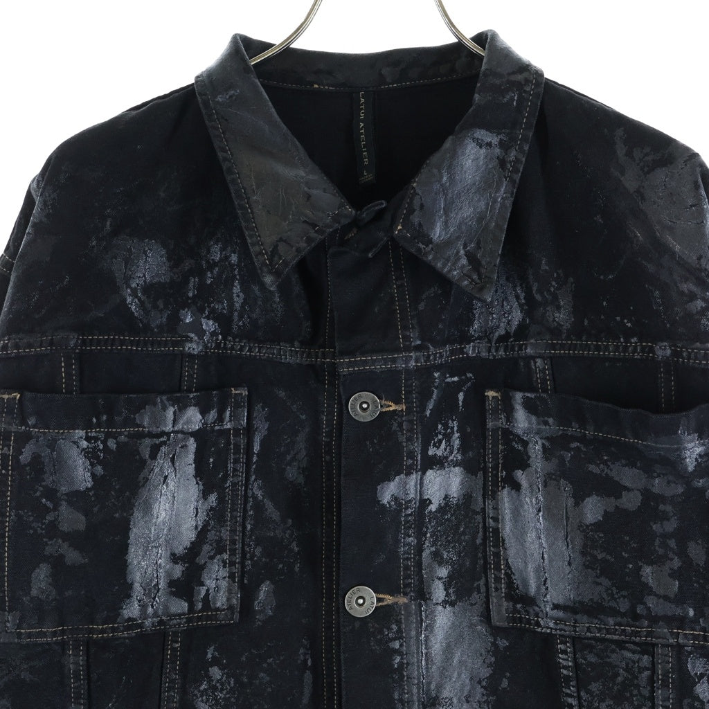 NO BRAND(ノーブランド) LATUI ATELIER 【ラトゥイアトリエ】 25AW VINTAGE TRAUMA SHIRT ヴィンテージトラウマ 長袖コーティングシャツ ブラック
