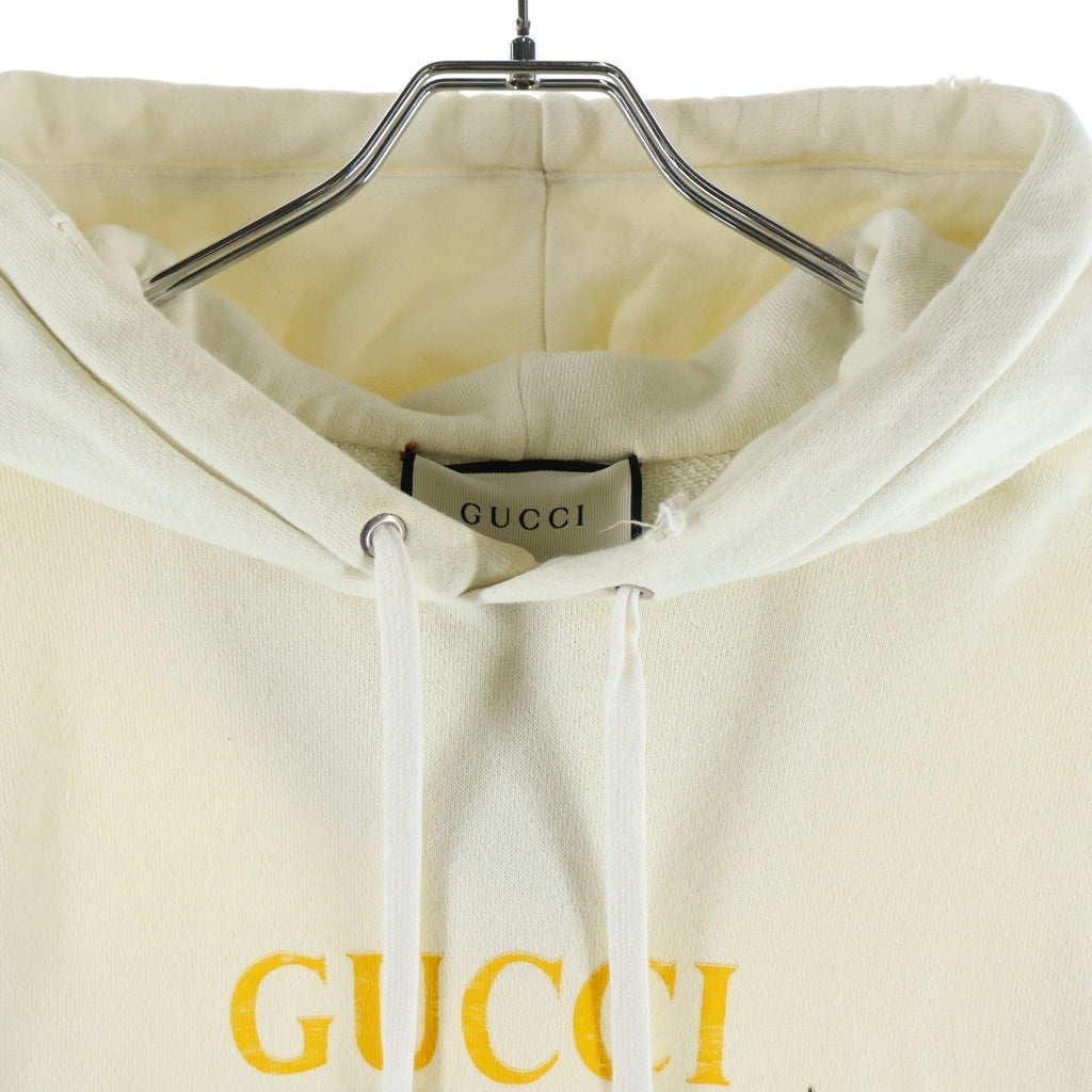 GUCCI(グッチ) Vintage Logo Cotton Sweatshirt ヴィンテージロゴ コットン 長袖プルオーバーパーカーフーディー アイボリー 454585‐X5J57