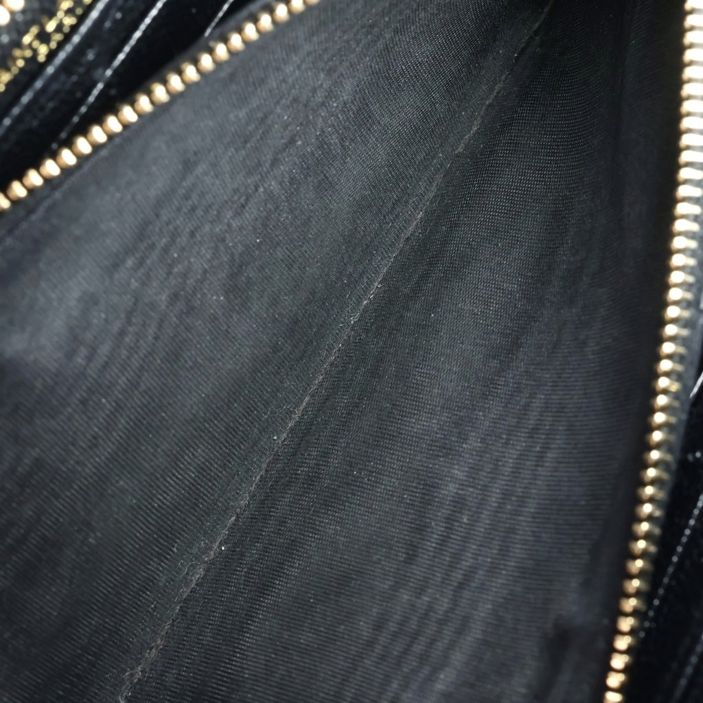 SAINT LAURENT PARIS(サンローランパリ) Vステッチ ロゴ金具 ラウンドジップ レザー長財布 ブラック 358094 レディース
