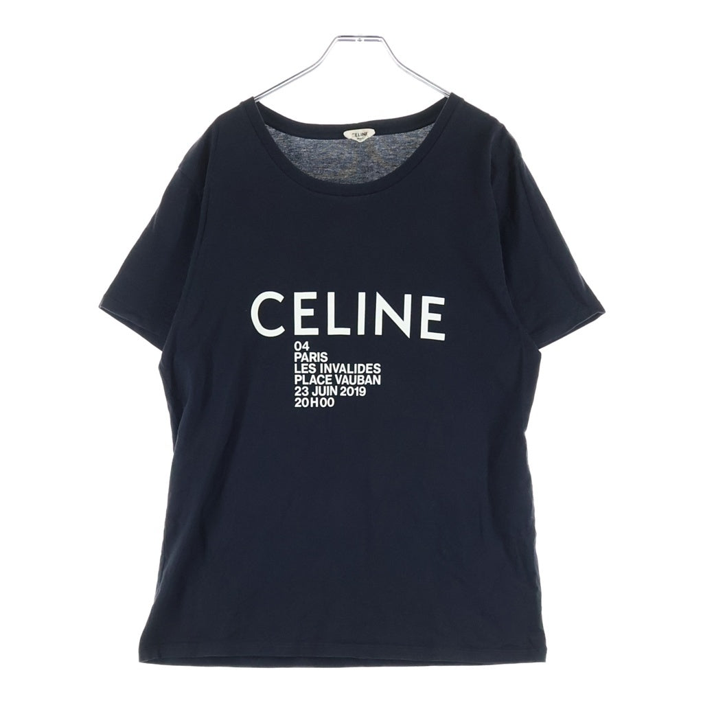 CELINE(セリーヌ) classic logo クラシックロゴプリント クルーネック半袖Tシャツカットソー ブラック 2X308799I