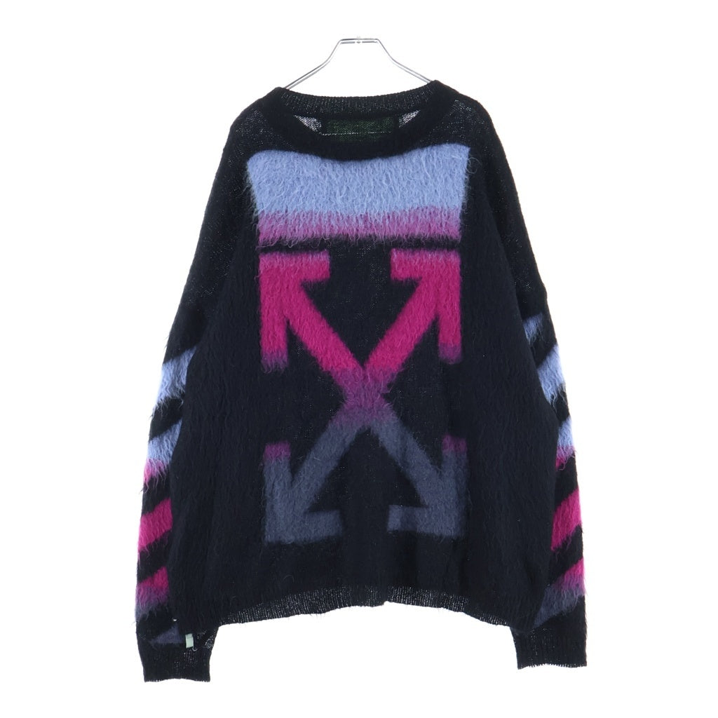 OFF-WHITE(オフホワイト) 18AW Brushed Mohair Knit ブラッシュドモヘア混ニット バックロゴオーバーサイズ クルーネックセーター OMHA036F18650005