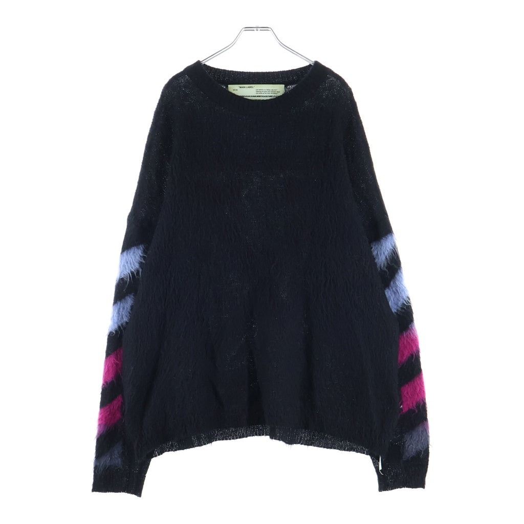 OFF-WHITE(オフホワイト) 18AW Brushed Mohair Knit ブラッシュドモヘア混ニット バックロゴオーバーサイズ クルーネックセーター OMHA036F18650005